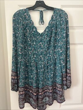 Teal Floral Boho short jumper/romper- Women